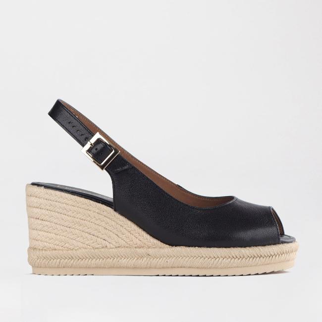 Espadrille Slingback Wedge Sandal in Black 12684