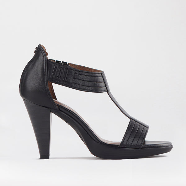 T-Bar High Heel Sandal in Black - 10729