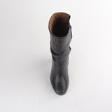 Mid-Calf Boot in Black | Leather Boot | South Africa Boots | Mid Heel Boot - with zip