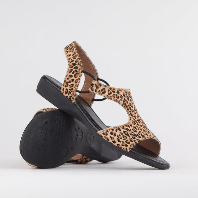 Slingback T-Bar Flat Sandal in Cheetah Tan - Froggie | Leather Shoes ...