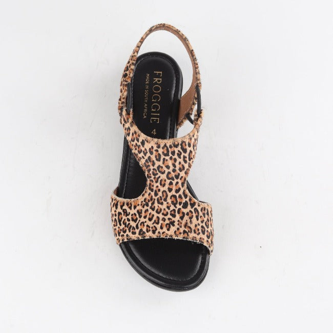 Slingback T-Bar Flat Sandal in Cheetah Tan - Froggie | Leather Shoes ...