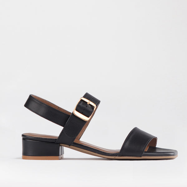 Block Heel Slingback Sandal in Black Multi1 - 12408