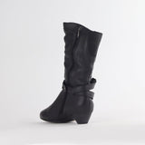 Mid-Calf Boot in Black | Leather Boot | South Africa Boots | Mid Heel Boot