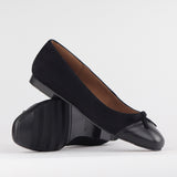 Flat Pump with Bow in Black Multi - 12586