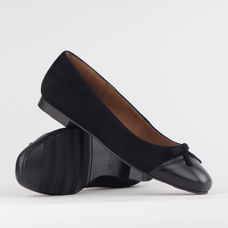 Flat Pump with Bow in Black Multi - 12586