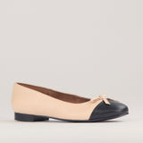 Flat Pump with Bow in Cream Multi - 12586