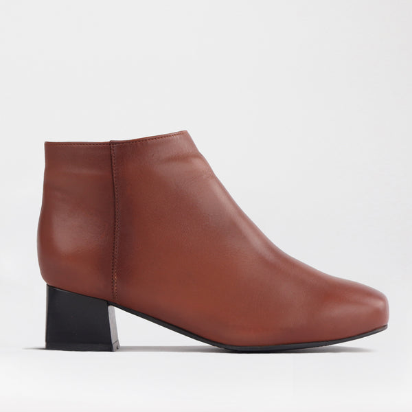 Block Heel Ankle Boot in Chestnut - 12607