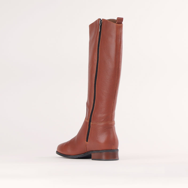 Knee High Flat Boot in Chestnut - 12610