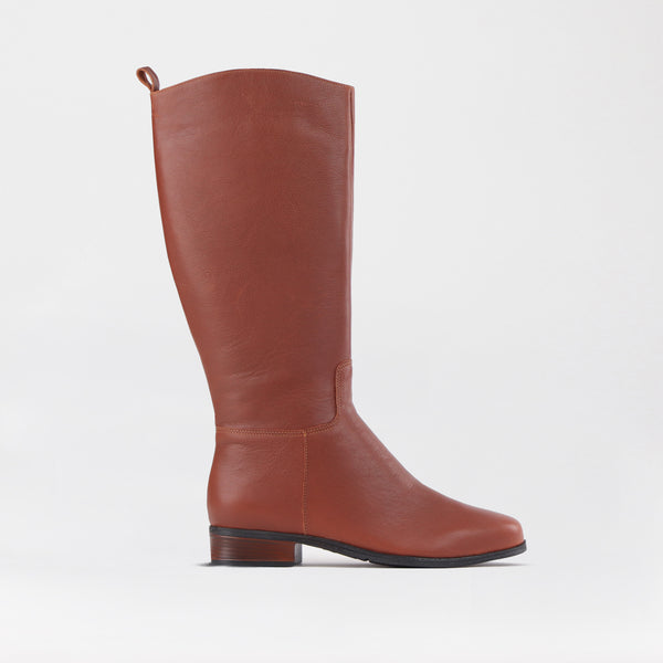 Knee High Flat Boot in Chestnut - 12610