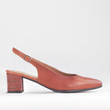 Pointed Block Heel Slingback Sandal in Chestnut Multi - 12613