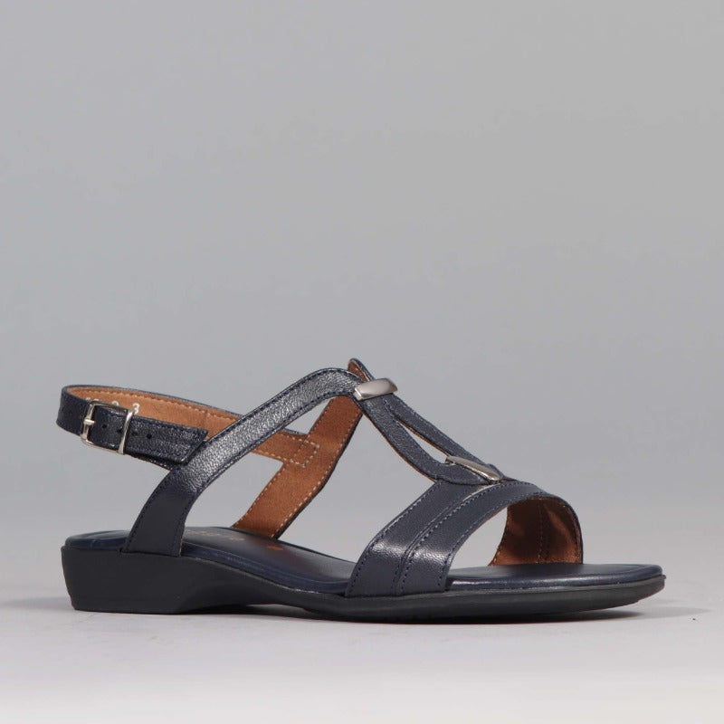 Slingback Flat Sandal in Navy - 12617 - Froggie Shoes