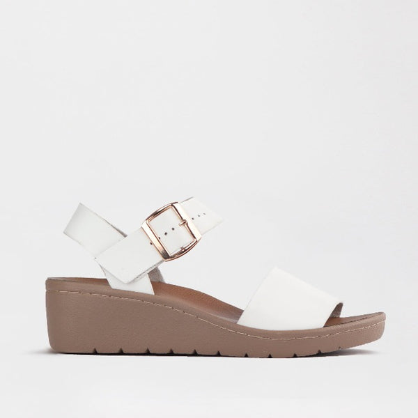 Double Band Wedge Slingback Sandal with Removable Footbed in White | leather Sandal | Sandal South Africa