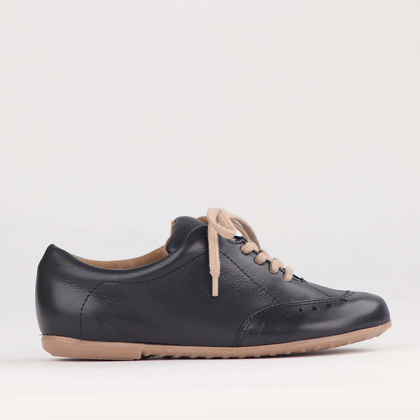 Flat Lace-up Sneaker in Black - 12727