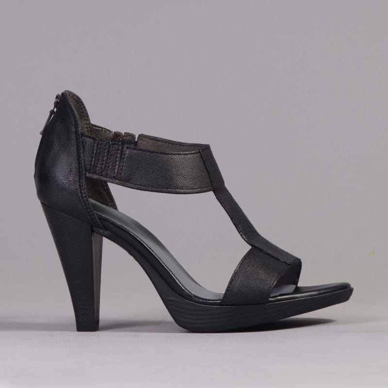 Factory Shop Shoes 3 / Black / 12552 T-Bar High Heel Sandal in Black - 12552