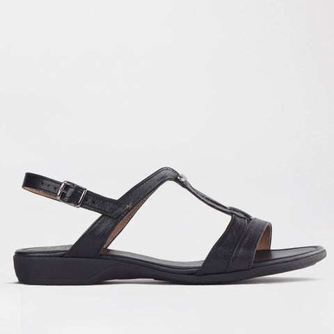 Slingback Flat Sandal in Black - 12617