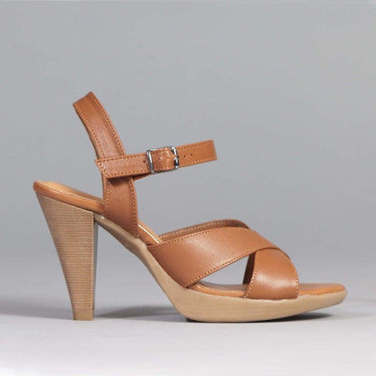 Factory Shop Shoes 3 / Tan / 12616 High Heel Slingback in Tan - 12616