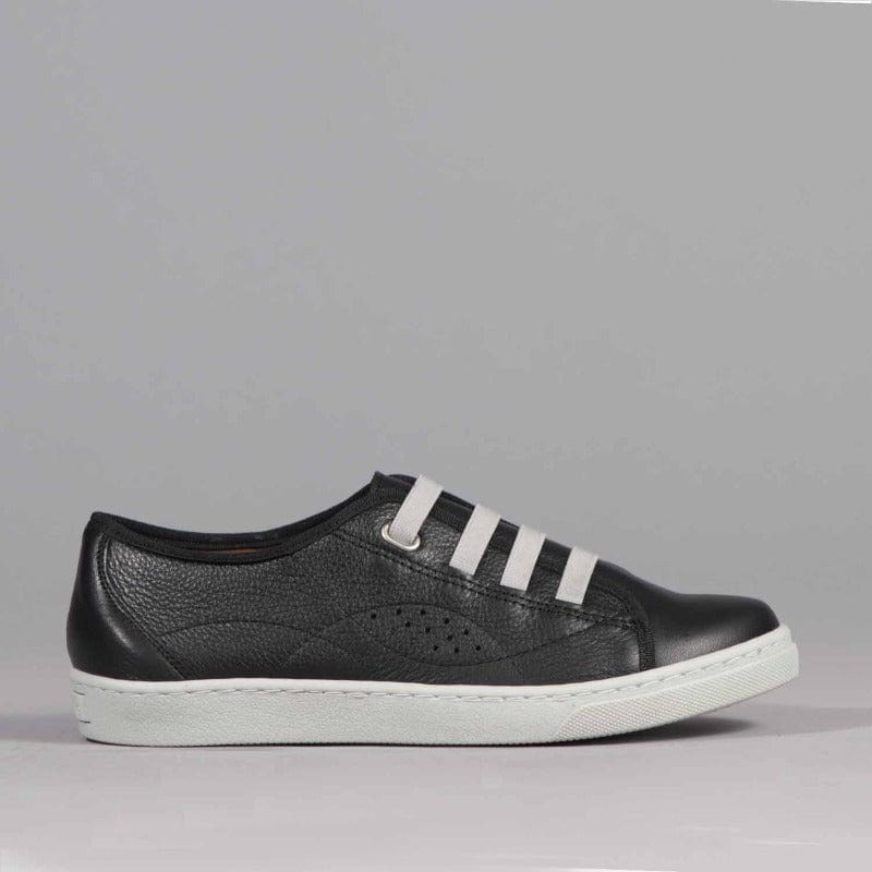 Factory Shop Shoes 4 / Black / 12634 Elasticated Sneaker with Removable Footbed in Black - 12634