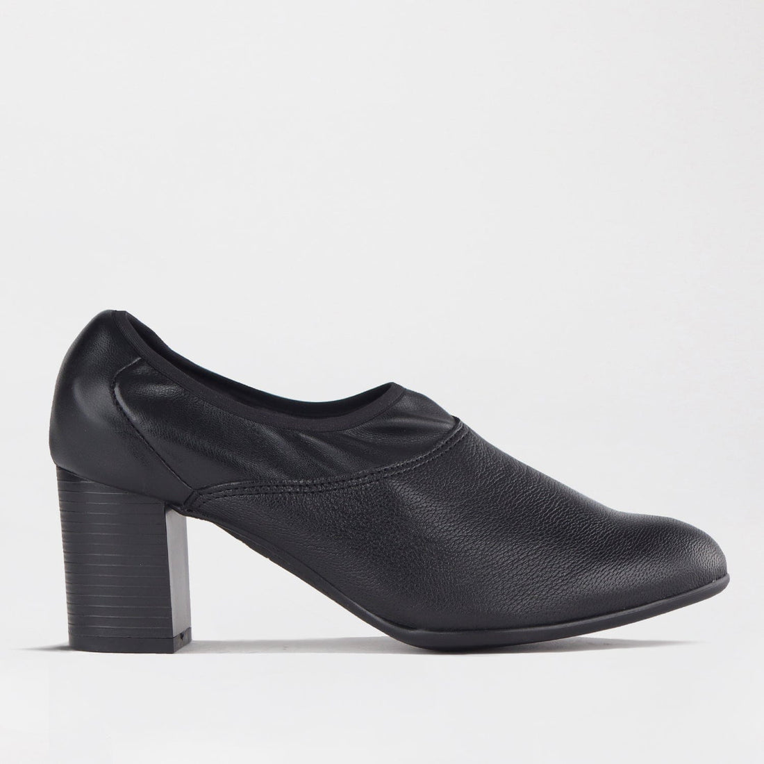 Factory Shop Shoes 4 / Black / 12649 Block Heel pointed Court Shoe - 12649