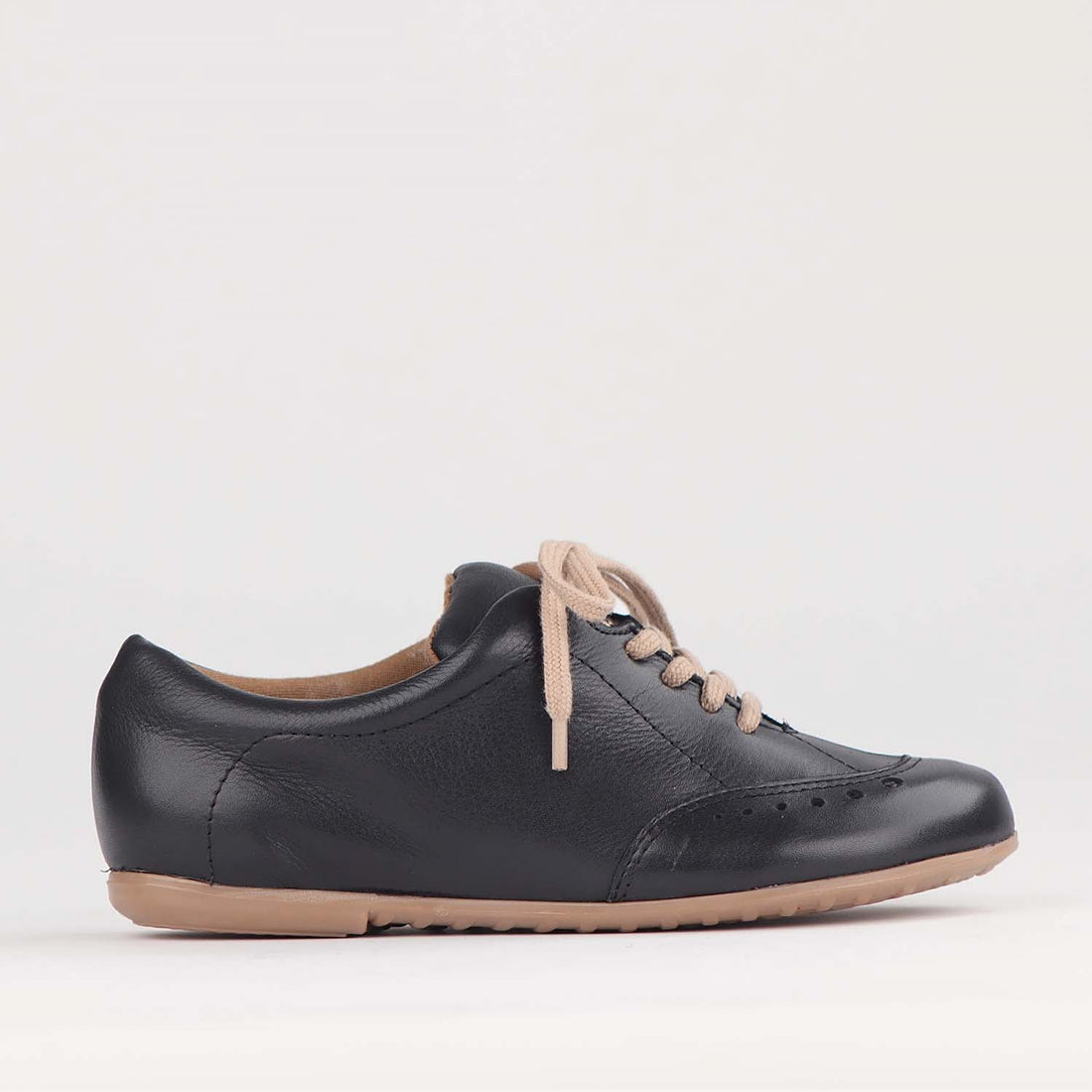 Factory Shop Shoes 4 / Black / 12727 Flat Lace-up Sneaker in Black - 12727