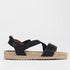 Factory Shop Shoes 4 / Black / 12765 Elasticated Espadrille Sandal In Black - 12765