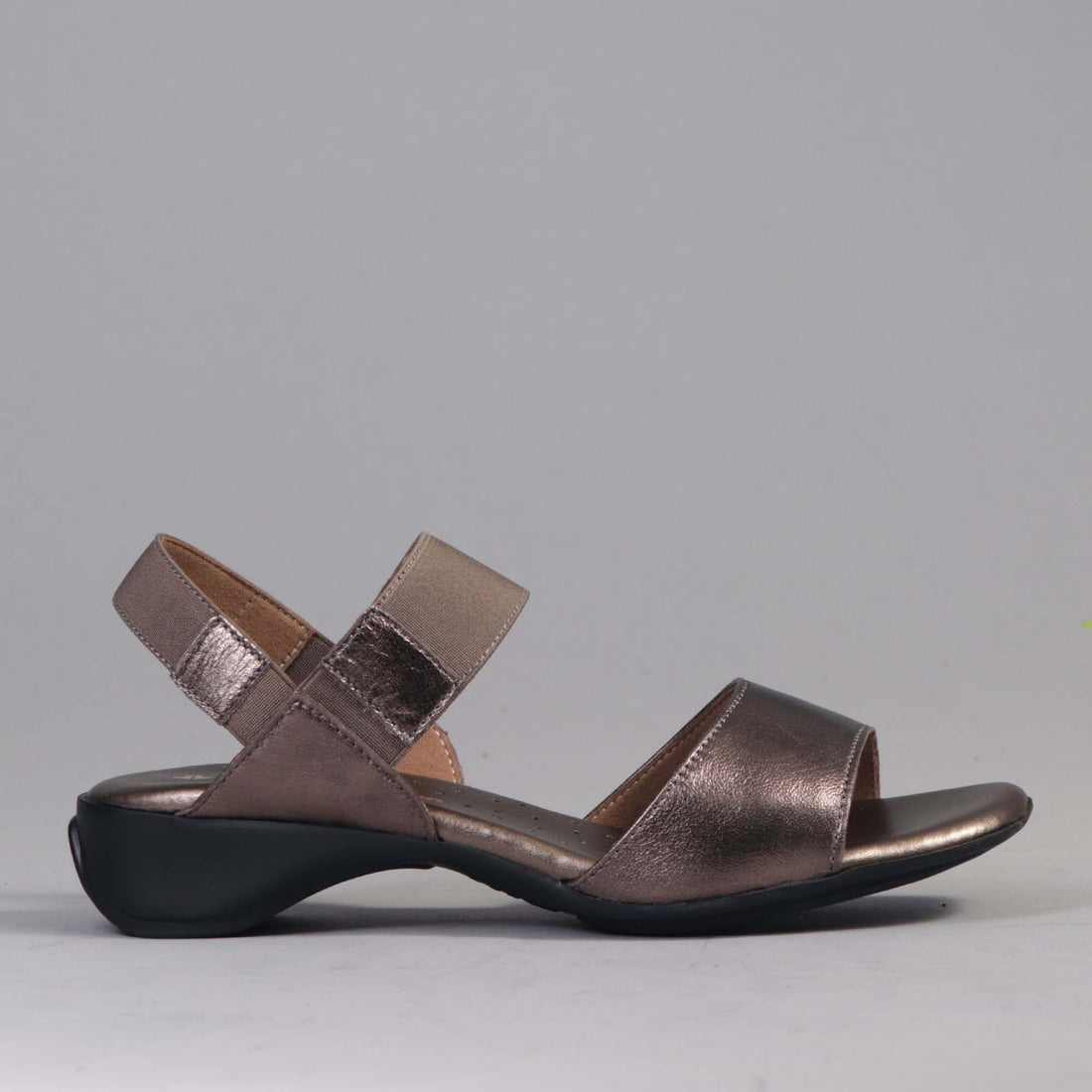 Factory Shop Shoes 4 / Lead Metallic / 12550 Elasticated Slingback Sandal in Lead - 12550