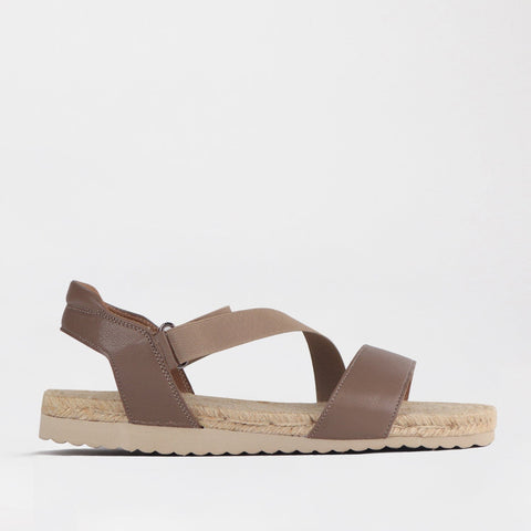 Elasticated Espadrille Sandal in Stone - 12765