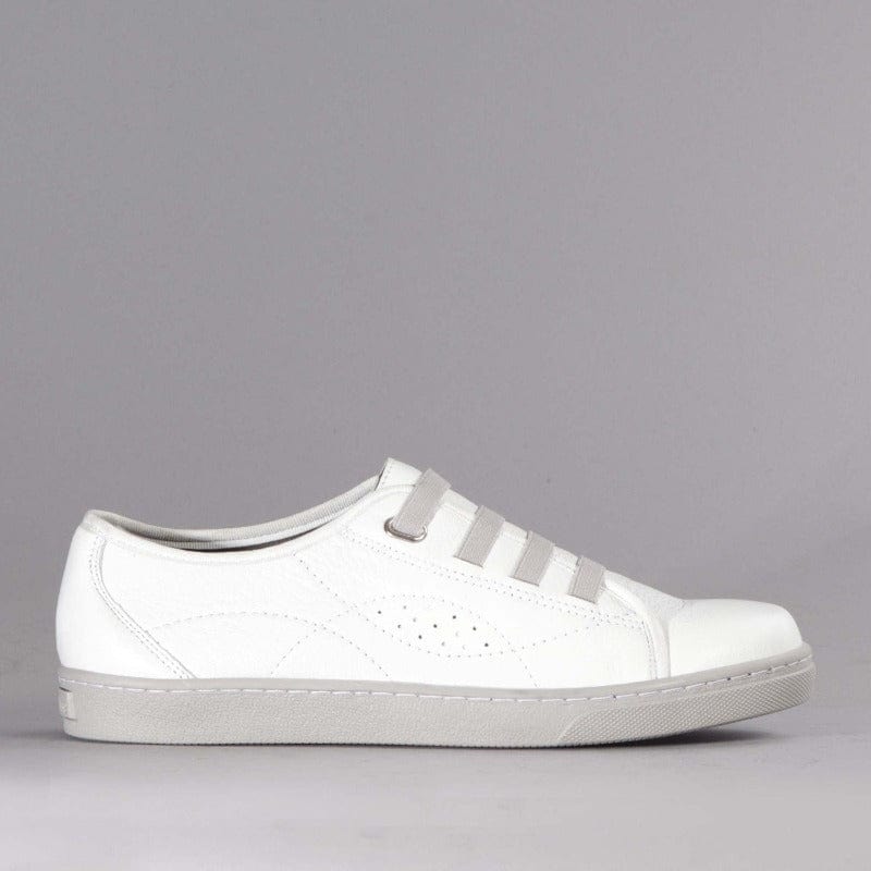 Factory Shop Shoes 4 / White / 12634 Elasticated Sneaker with Removable Footbed in White - 12634