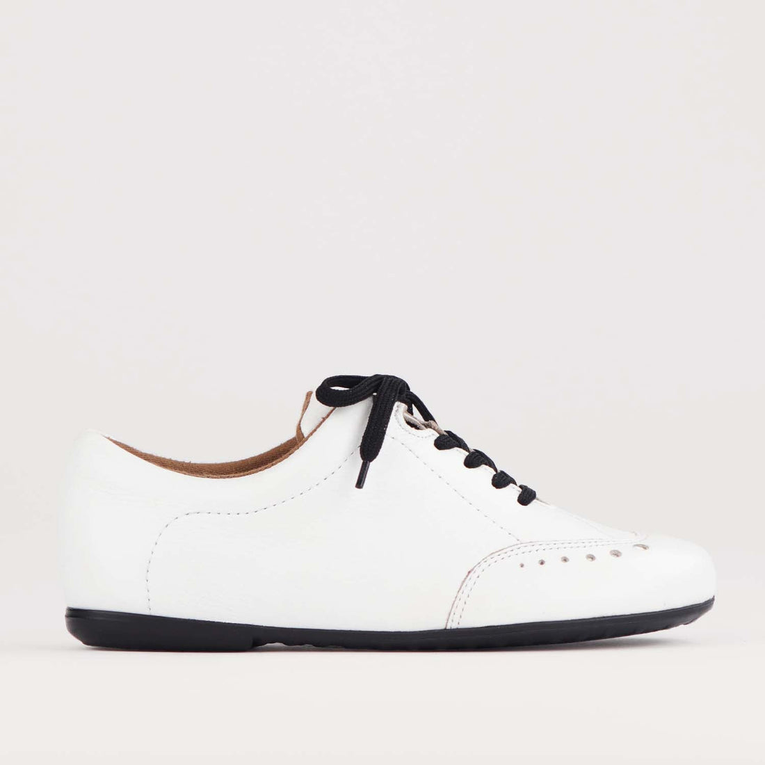 Factory Shop Shoes 4 / White / 12727 Flat Lace-up Sneaker in White - 12727