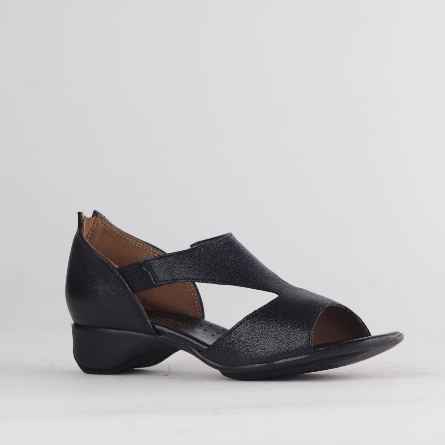 Factory Shop Shoes Closed Back T-Bar Sandal in Black - 12631