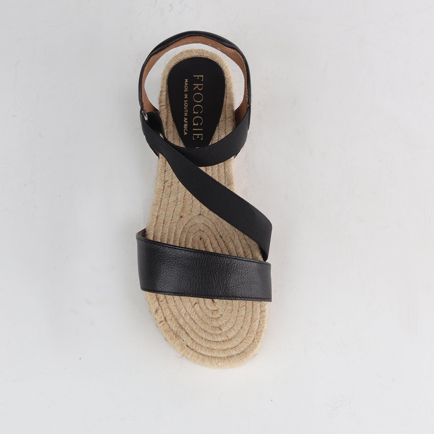 Factory Shop Shoes Elasticated Espadrille Sandal In Black - 12765