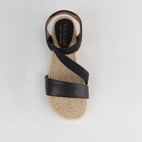 Elasticated Espadrille Sandal In Black - 12765