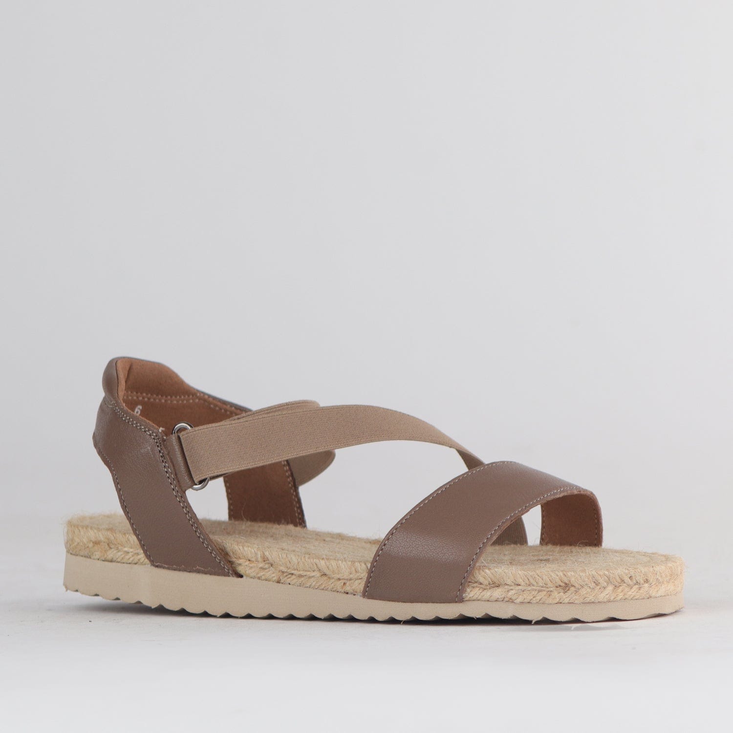 Factory Shop Shoes Elasticated Espadrille Sandal in Stone - 12765