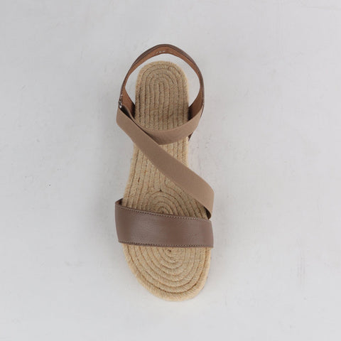 Elasticated Espadrille Sandal in Stone - 12765