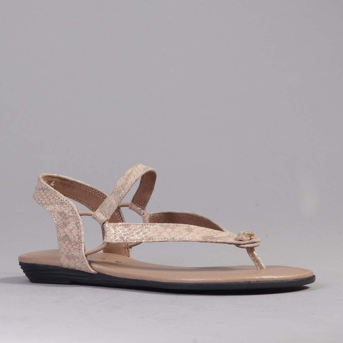 Factory Shop Shoes Elasticated Slingback Thong in Gold - 12548