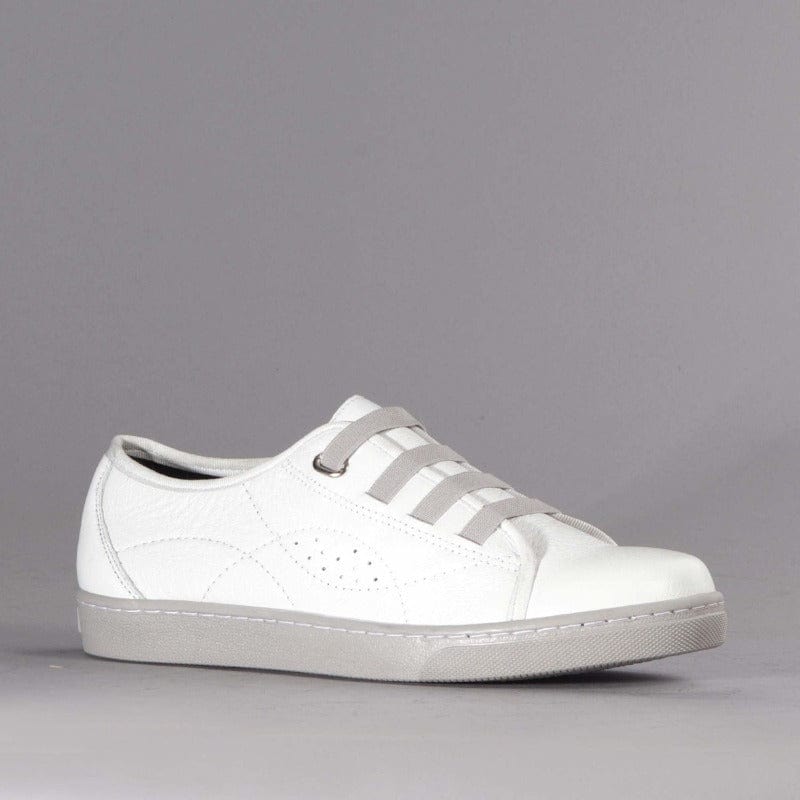 Factory Shop Shoes Elasticated Sneaker with Removable Footbed in White - 12634