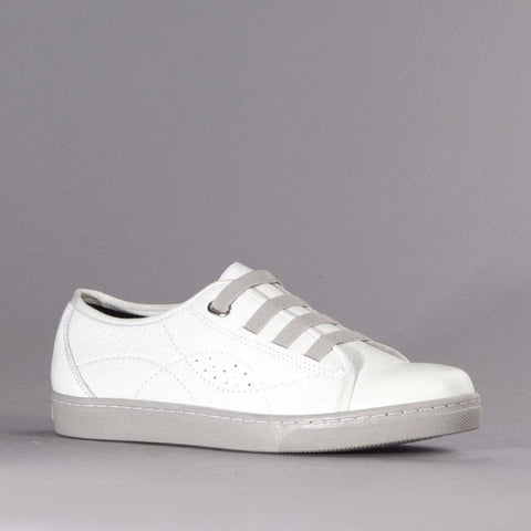 Elasticated Sneaker with Removable Footbed in White - 12634