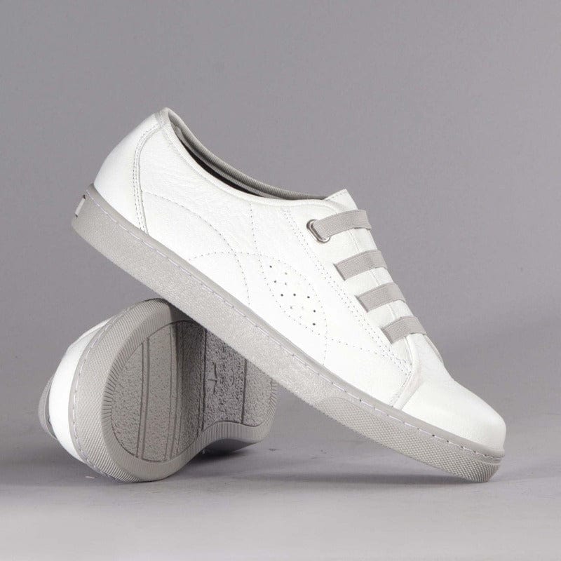 Factory Shop Shoes Elasticated Sneaker with Removable Footbed in White - 12634