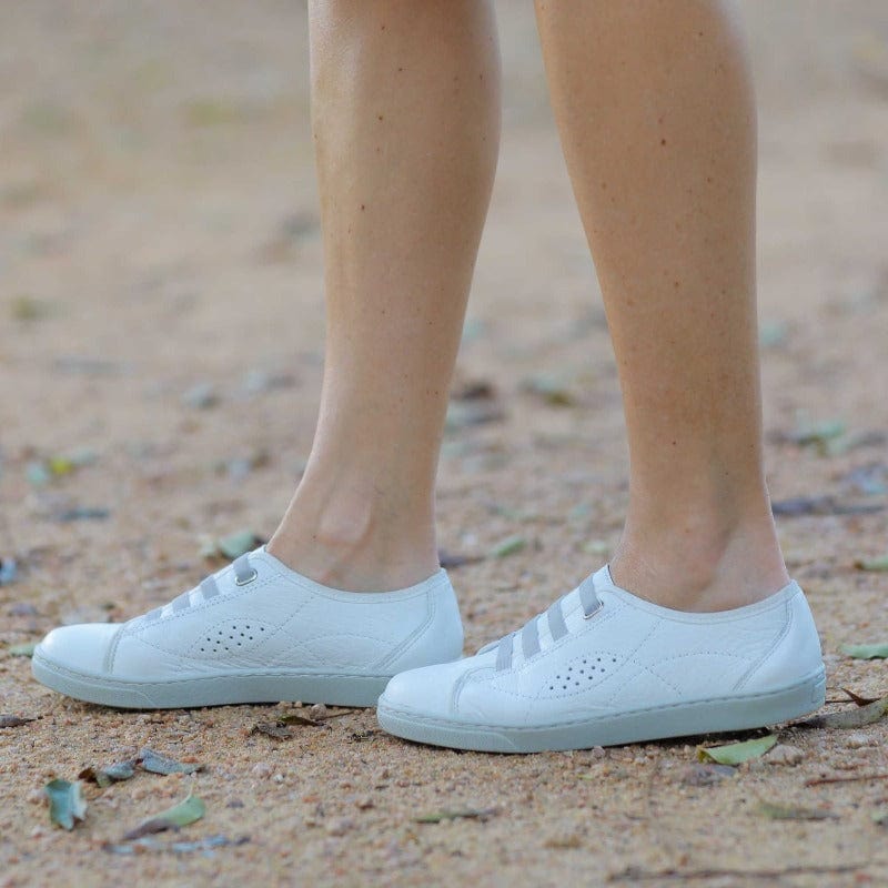 Factory Shop Shoes Elasticated Sneaker with Removable Footbed in White - 12634