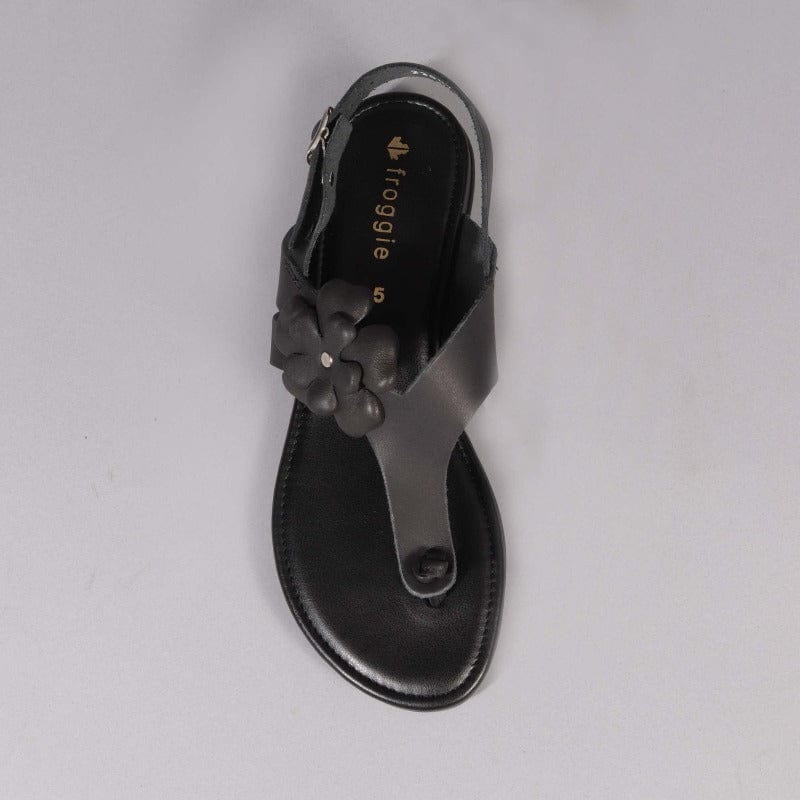 Factory Shop Shoes Flower Thong Sandal in Black - 12621