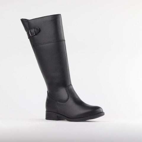 Knee High Flat Boot in Black - 12629