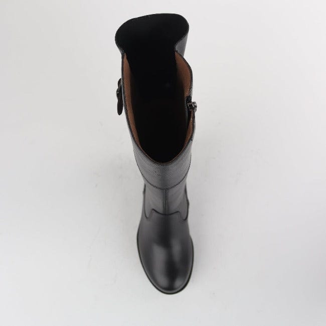 Knee High Flat Boot in Black Froggie Leather Shoes South Africa Froggie Shoes