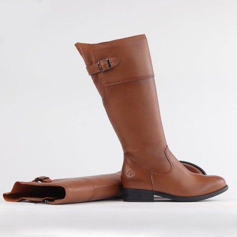 Knee High Flat Boot in Chestnut  - 12629