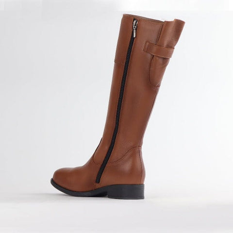 Knee High Flat Boot in Chestnut  - 12629