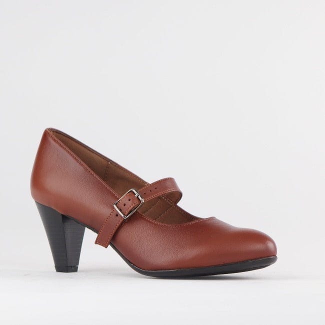 Factory Shop Shoes Mary Jane Court Shoe Chesnut- 12733