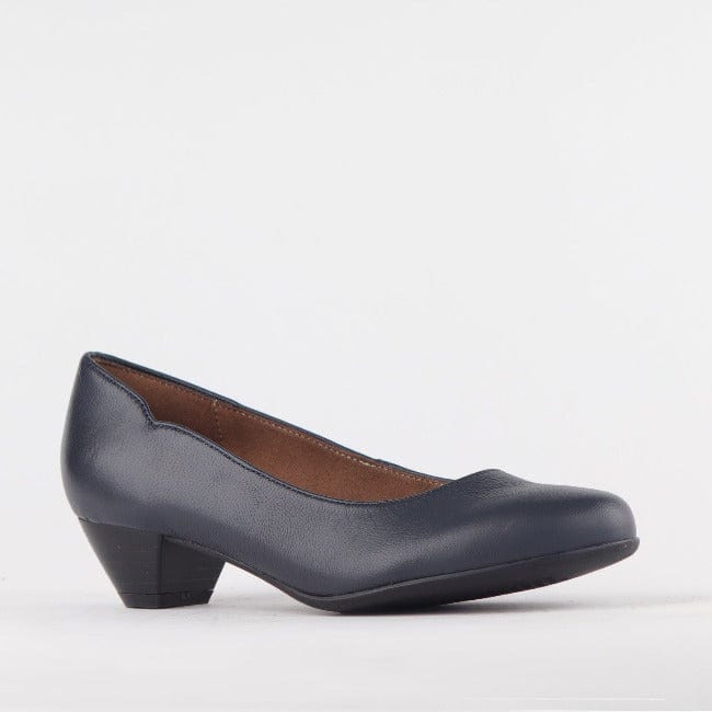 Factory Shop Shoes Mid-Heel Court Shoe in Navy - 12635