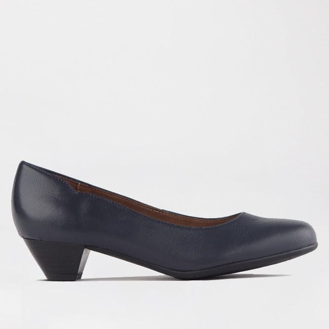 Factory Shop Shoes Mid-Heel Court Shoe in Navy - 12635