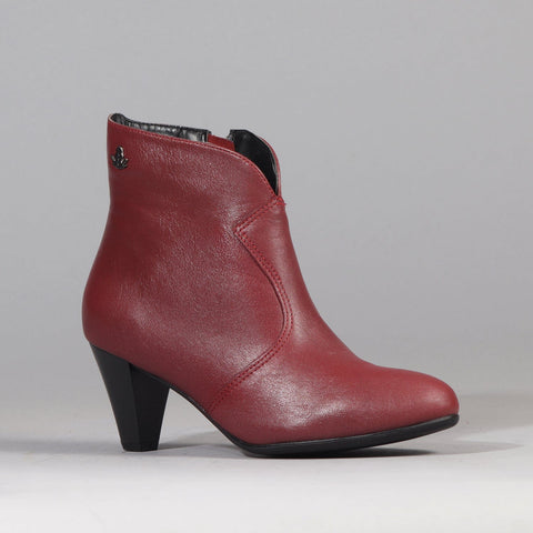 Pointed Ankle Boot in Red - 12528