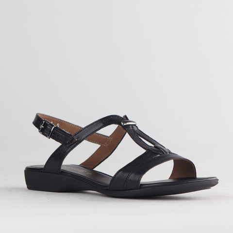 Slingback Flat Sandal in Black - 12617