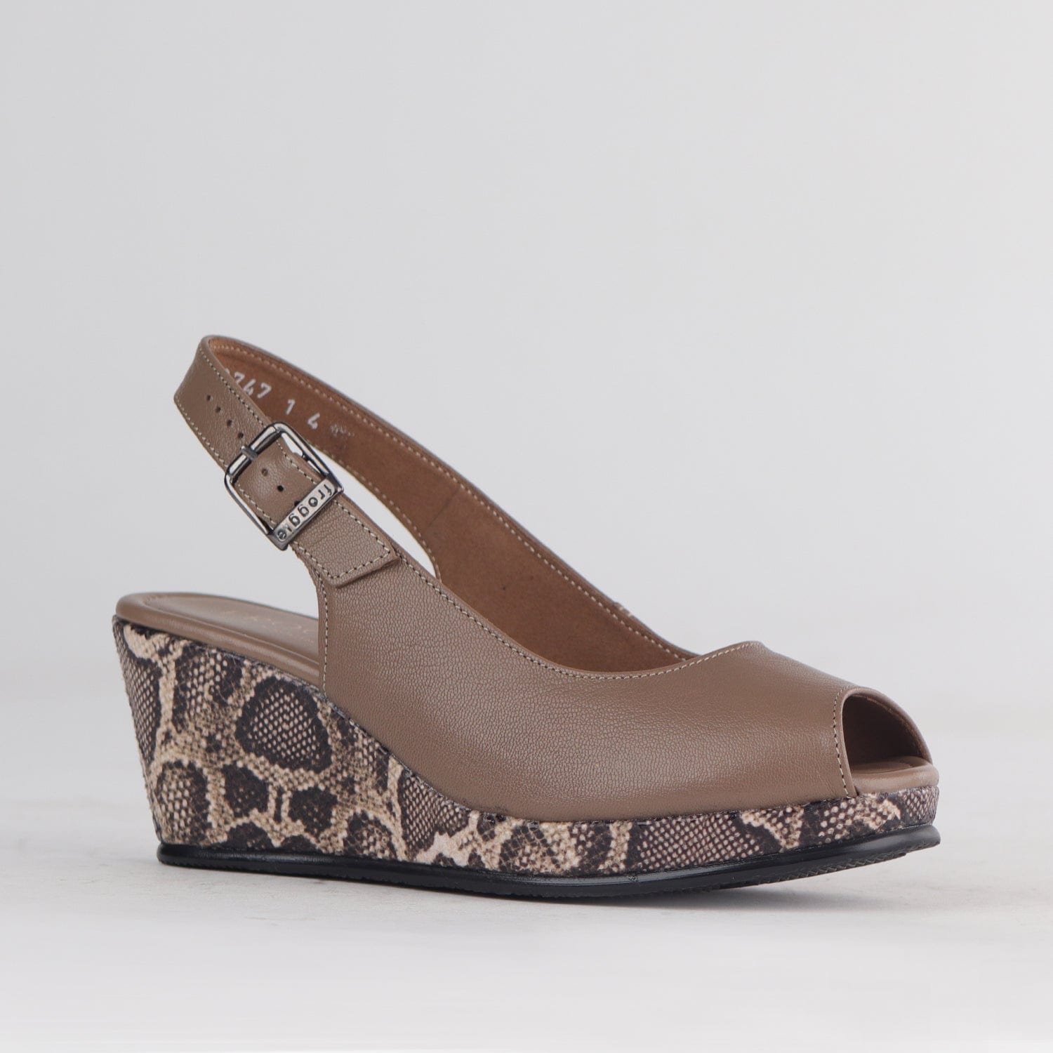 Factory Shop Shoes Slingback Wedge in Stone Multi - 12620