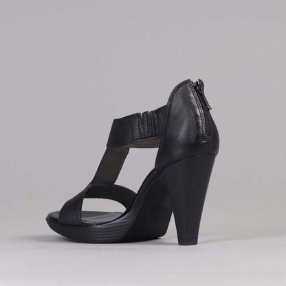 Factory Shop Shoes T-Bar High Heel Sandal in Black - 12552